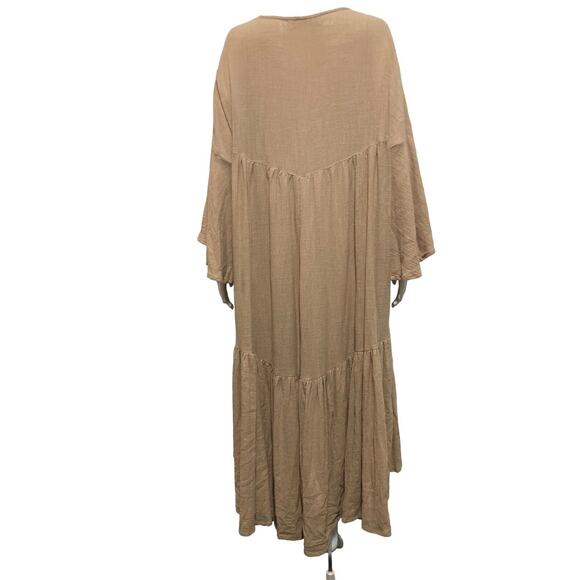NATALIE MARTIN Beige Cotton Sand Gauze Oversized Fernanda Midi Dress Size XS - Picture 3 of 8
